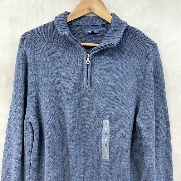 Croft Barrow 1/4 Zip Sweater Mens Medium Classic Dad Minimalist Neutral Retro - Picture 2 of 9